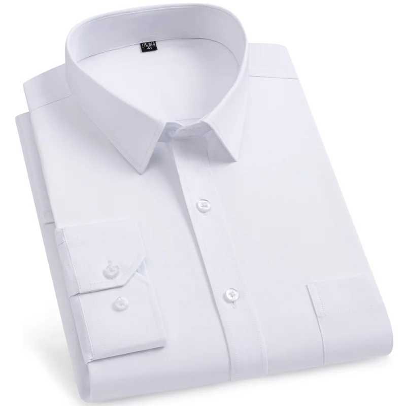 Mens 100 Cotton Shirt WrinkleFree Long Sleeve Business Professional Big Size S8XL Plus Size Formal Office Easy Care Shirts J251017