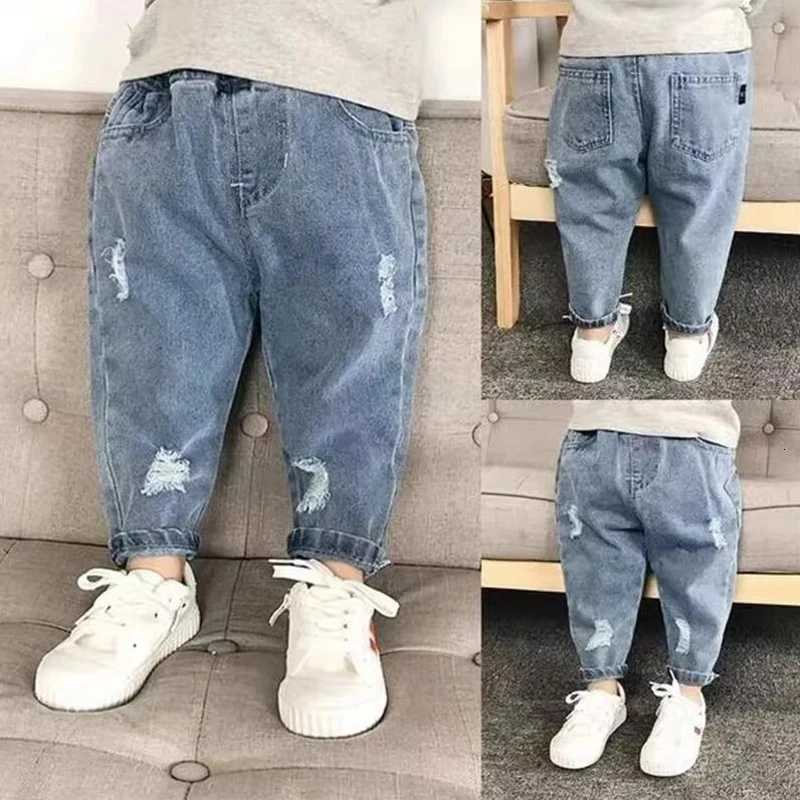 Babys Loose Allmatch Jeans High Waist Trousers Spring Autumn Childrens Ripped Jeans Boys Casual Fashionable Denim PantT251017
