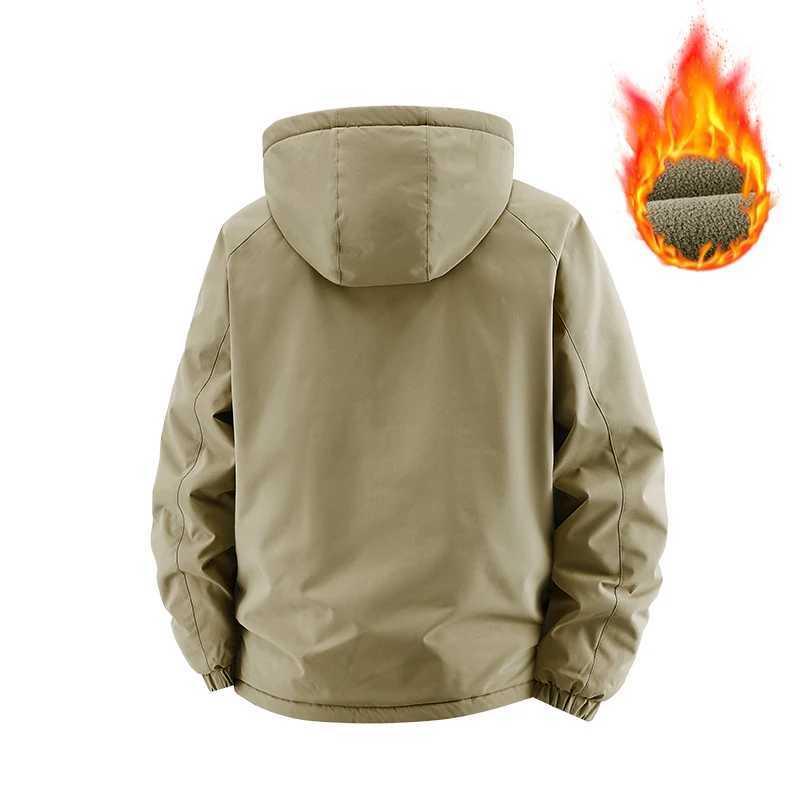 Winter Man Fleece Outdoor Windproof Jacket Man Detachable Hat Outwear Jackets Male Multi Pocket Work Safari Jacket Plus Size 8XL J251017