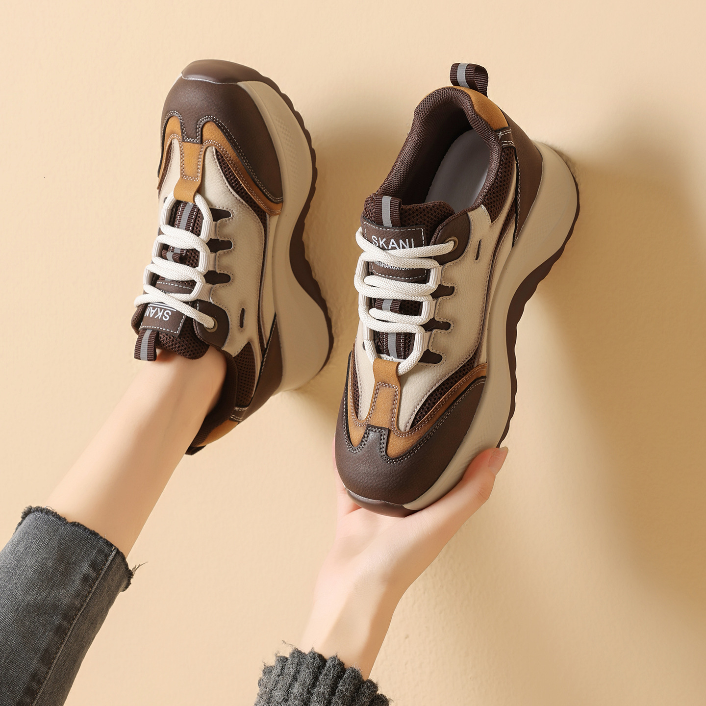 2025 new designer Forrest Gump shoes color blocked single shoe lace up comfortable retro versatile casual sports shoes