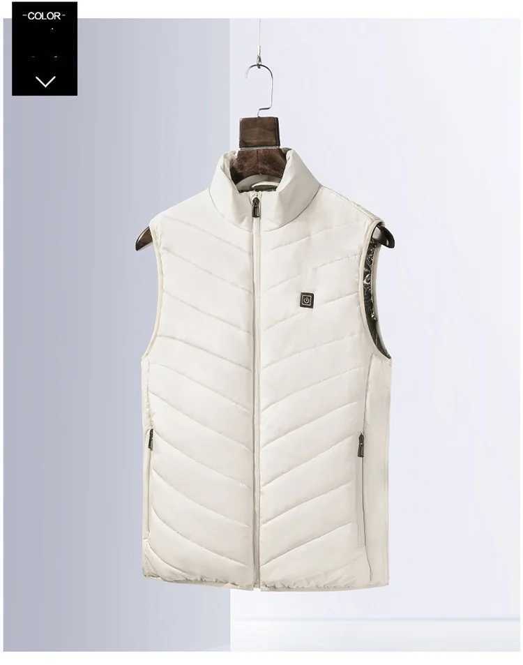 5 Color Outdoor Heated Vest Men Women Winter Sleevless USB Heating Jacket Stand Collar Heating Thermal Waistcoat Hiking Coat H251017