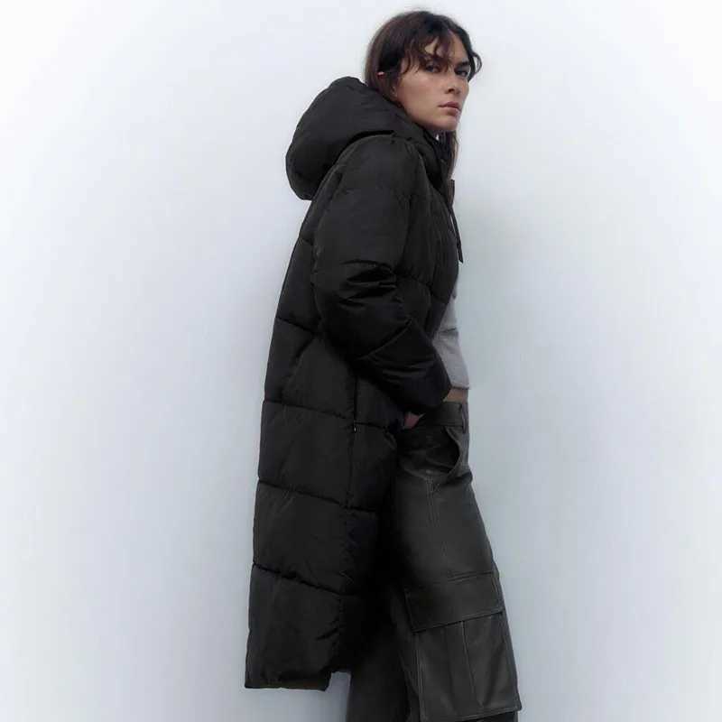 Autumn Winter New Sle Warm Womens DoubleSided Wear Long Cotton Coat Outerwear Sweet Sle Hooded Zipper Closure Regular Fit W251016