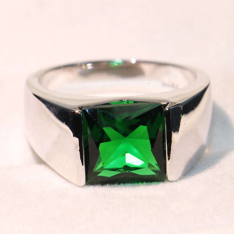 Drop Shipping Victoria Wieck Fashion Jewelry Sterling SierSONA Solitaire Emerald Birthstone Princess Men Wedding Band FingerRing Gift