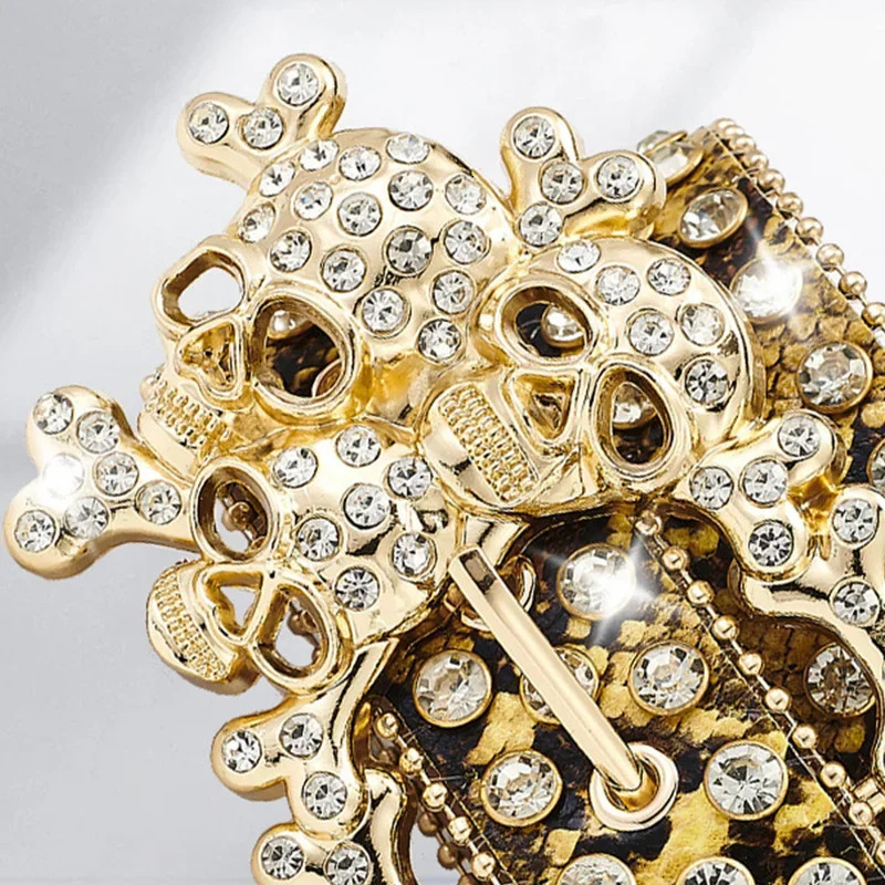 Skull Pile Rhinestone Punk Belts Men Women Coral Rhinestone Gothic Y2K Spice Girls Rock Hip Hop Belt Jeans Decoration Nightclub 251010