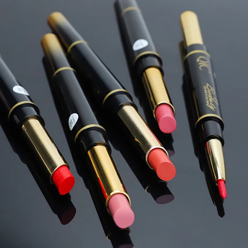 2 IN 1 Lip Liner Waterproof Matte Lipstick Pencil Sexy Red Long Lasting Lipliner Makeup Cosmetics 251011