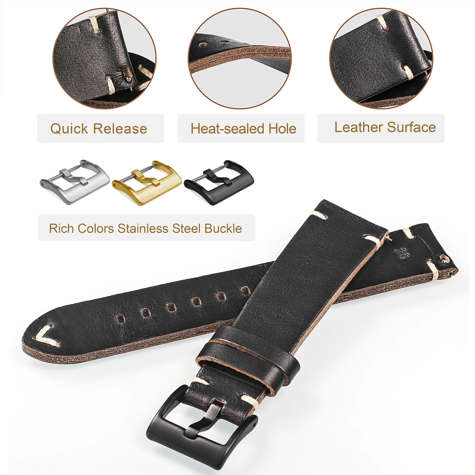 Hemsut Horse Hip Leather Watch Bands for Men Women Horween Chromexcel Leather Quick Release Handmade Watch Strap Soft Vintag 251016