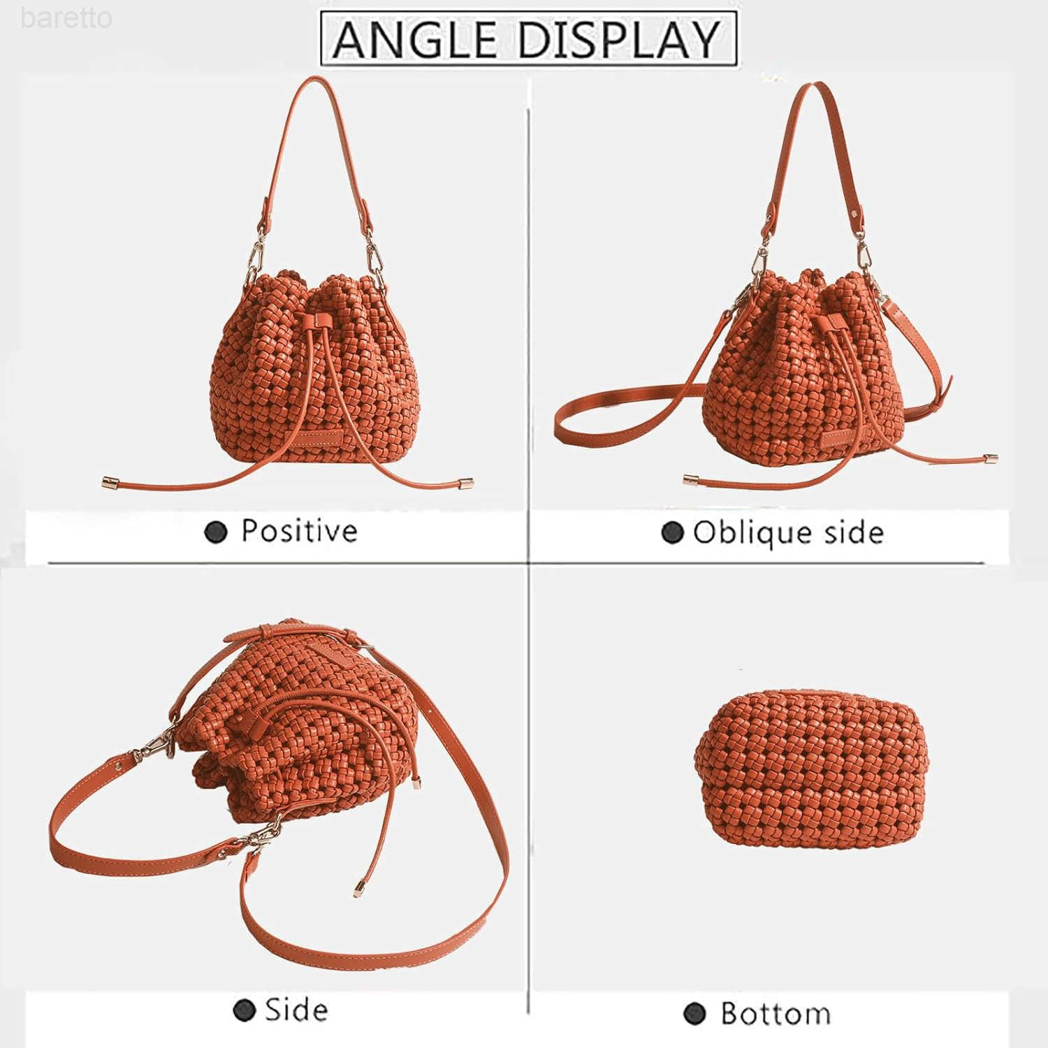 Fashion Hollow Bucket Tote Bag For Women Crossbody Female Handbag Woven Silk bag Leisure Leather Shoulder Bag Z251017