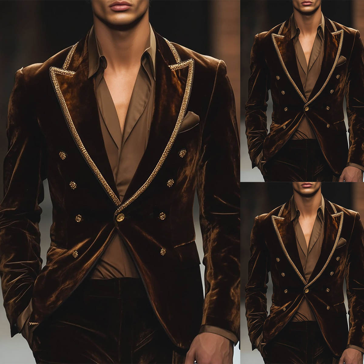 Modern Velvet Man Tuxedos Beaded 2 Pcs Jacket Pants Men Suit Stylish Peaked Lapel Evening Wedding Grooms Coat Customized