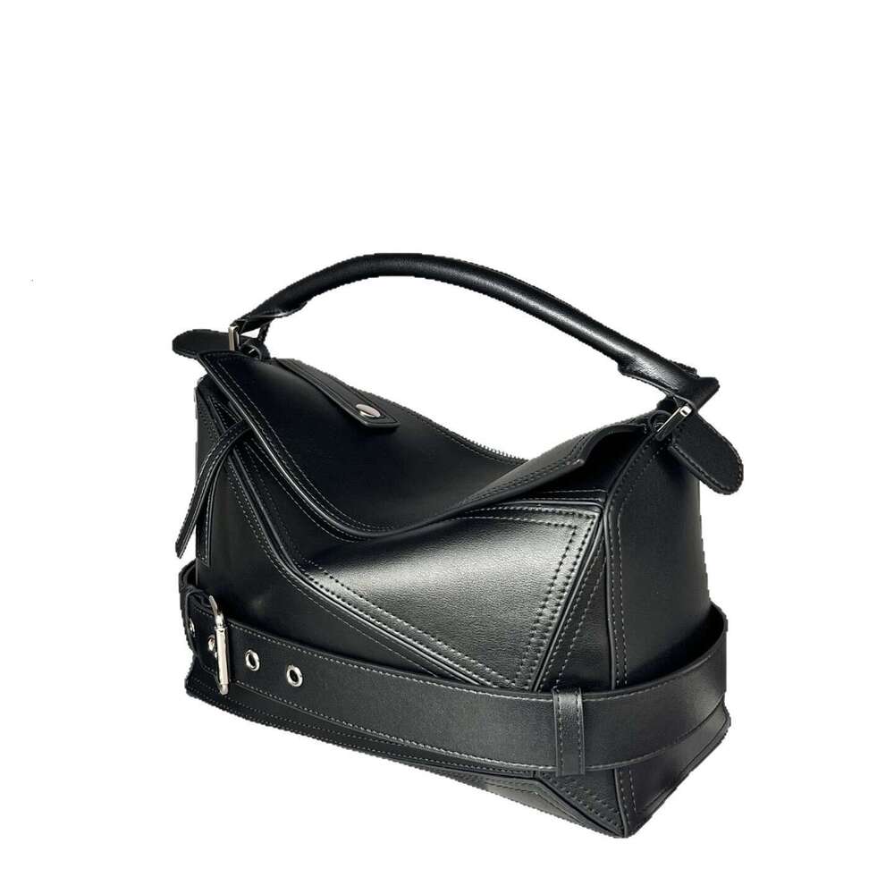 Luojia New Motorcycle Geometric Genuine Leather Women's Handbag Commuter Large Capacity Single Shoulder Crossbody Bag