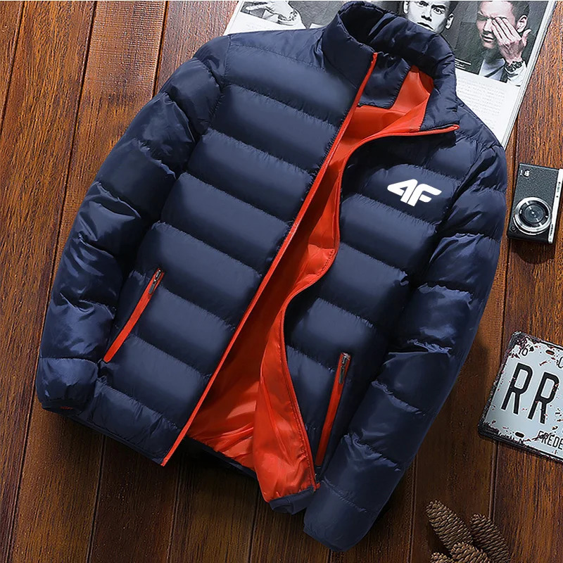 Mens casual jacket waterproof windbreaker zippered warm solid color large size autumn and winter 251017