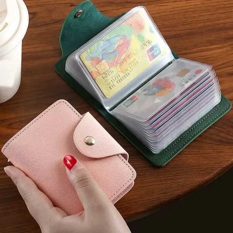 24 Bits Credit Card Holder Business Bank Card Pocket PU Large Capacity Card Cash Storage Clip Organizer Case ID Holder WalletW251017