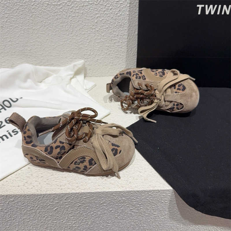 2025 Autumn Leopard Print Forrest Gump Casual Training Shoes for Boys Soft Sole Medium and Large Childrens Single Shoes W251017