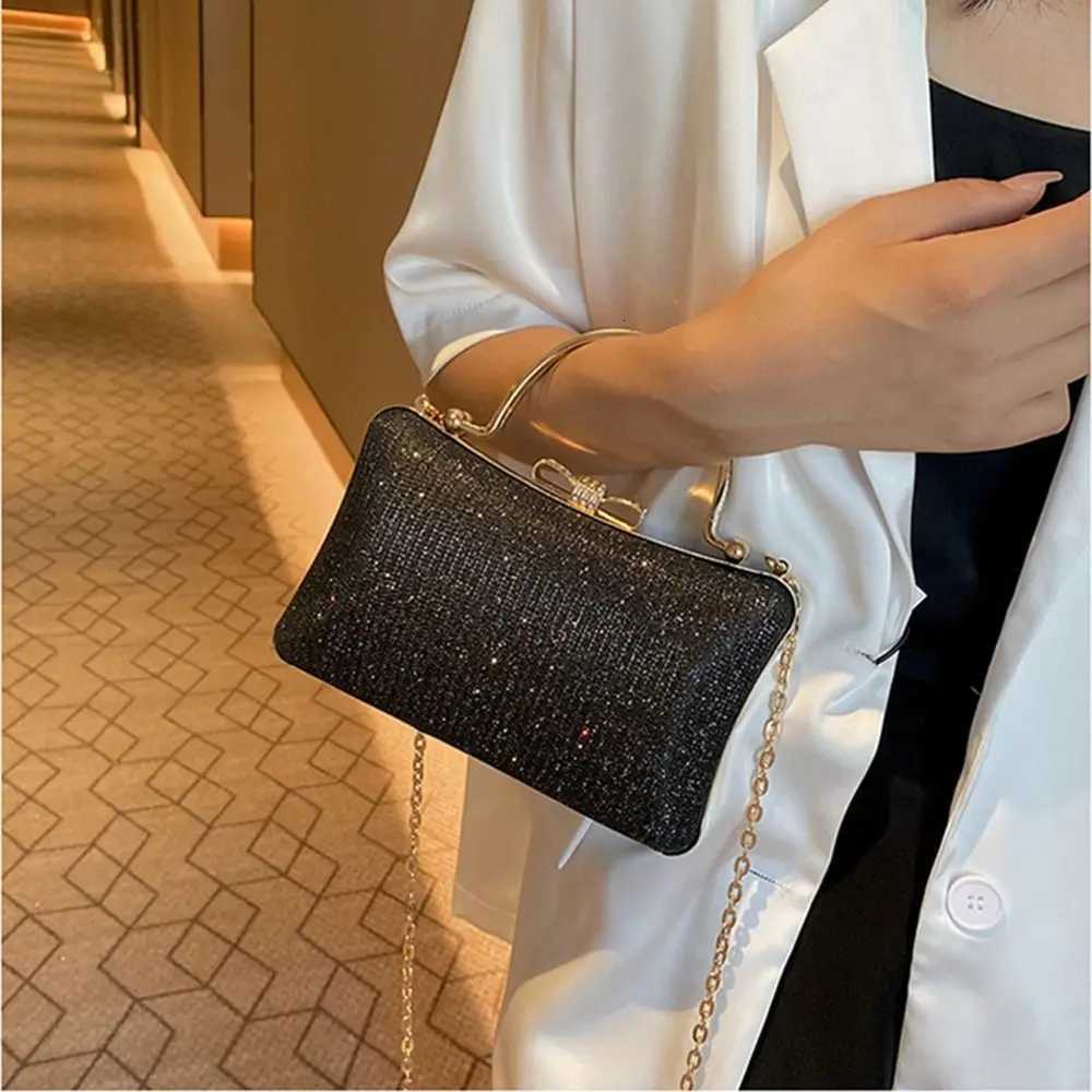 Portable Glitter Evening Banquet Bag Wrist Bag Large Capacity Box Handbag Crossbody Bag Rhinestone Ladies Clutch Bag Wedding Z251017