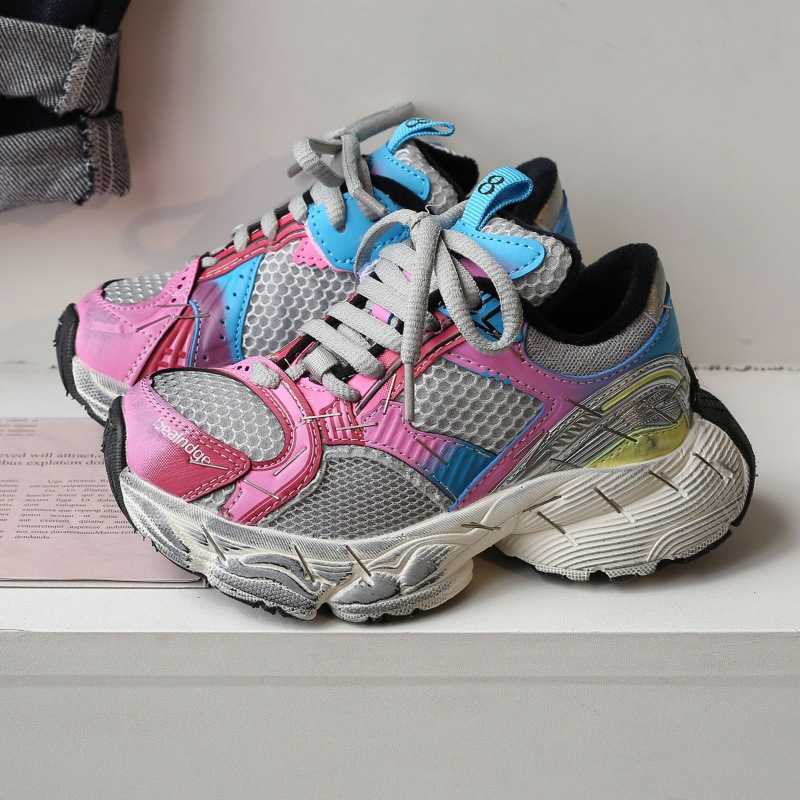 Trendy Vintage Childrens Shoes Girls Stapler Dad Shoes Kids Sneakers Boys Mesh Breathable ParentChild Running Shoes W251017