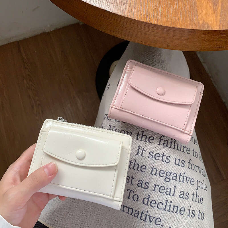 New Women's Style High-end Short Student Ins Female Money Clip Wallet Clutch