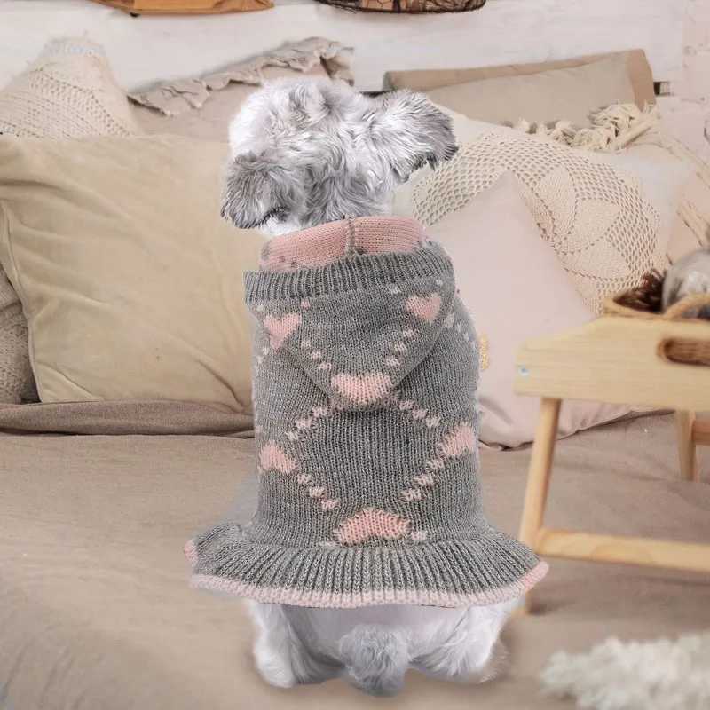Dog Sweater Dress Luxury Dog Clothes Love Print Pet Pullover Knitted Warm Dog Winter Coat Chihuahua Yorkie Poodle Bichon CostumeW251017