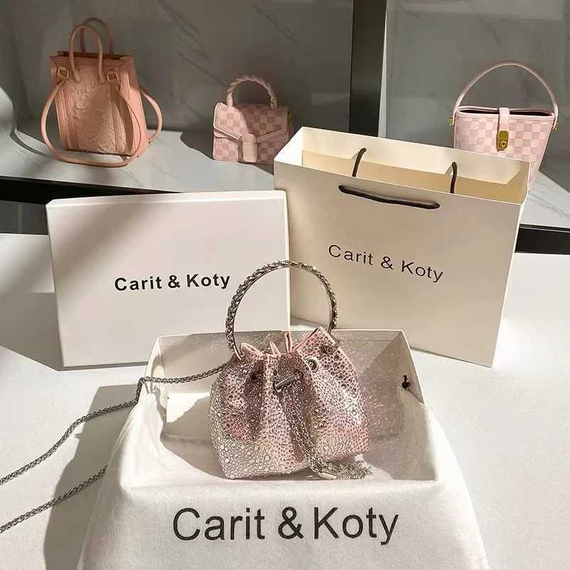 Metal Ring Handle Bucket Bag Glitter Shiny Diamonds Evening Bag Women Handbag Wedding Party Clutch Purse Shoulder Crossbody Bag Z251017