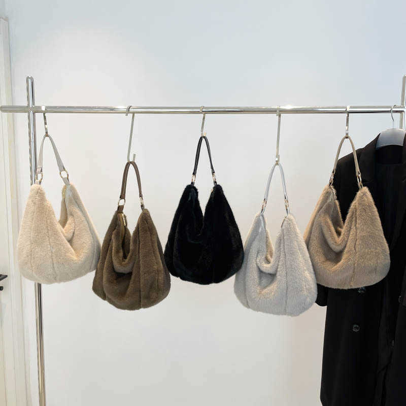 Autumn Winter Faux Mink Fur Bag for Women New Fluffy Tote Bag Large Capacity Furry Handbag Shoulder Crossbody Bag