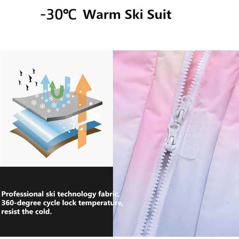 New Fashion Color Matching Ski Women Windproof Waterproof Snowboard Jacket And Pants Suit Female Snowsuit Costumes