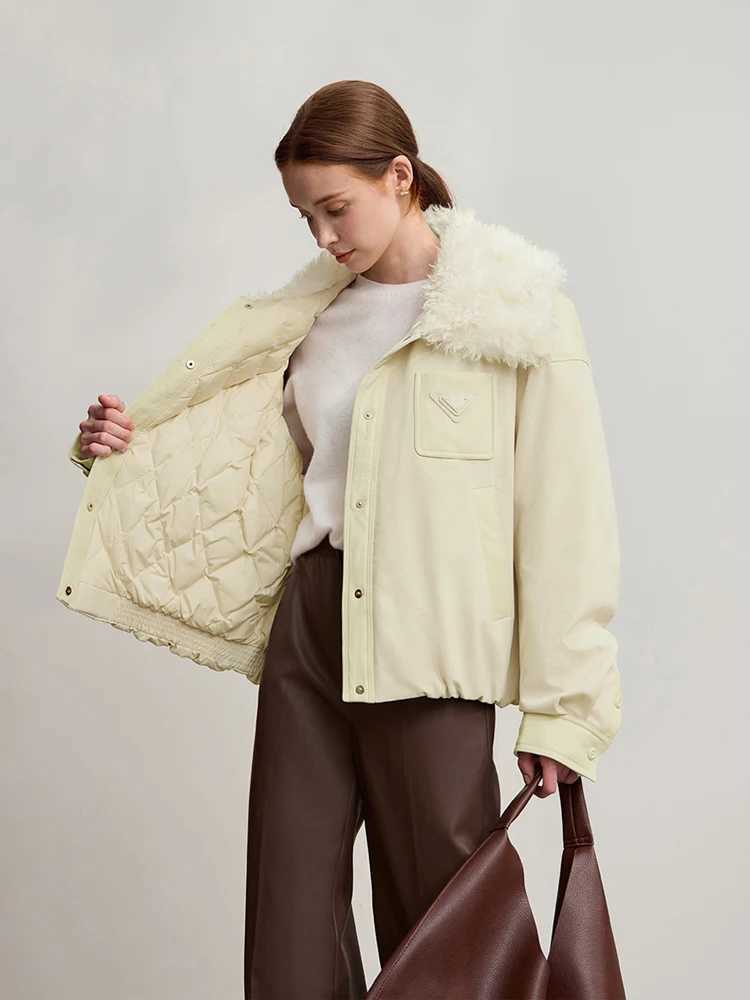 Amii Down Coats For Woman 2025 Winter New Casual Warm Patchwork Versatile Down Jacket Womens Long Sleeves Loose Top 12544075 W251016