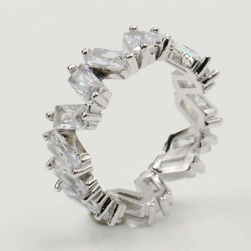 Victoria Wieck Fashion Jewelry Sterling Sier Irregularity Princess Cut White Topaz CZ Dia Party Promise Women Wedding Band Ring
