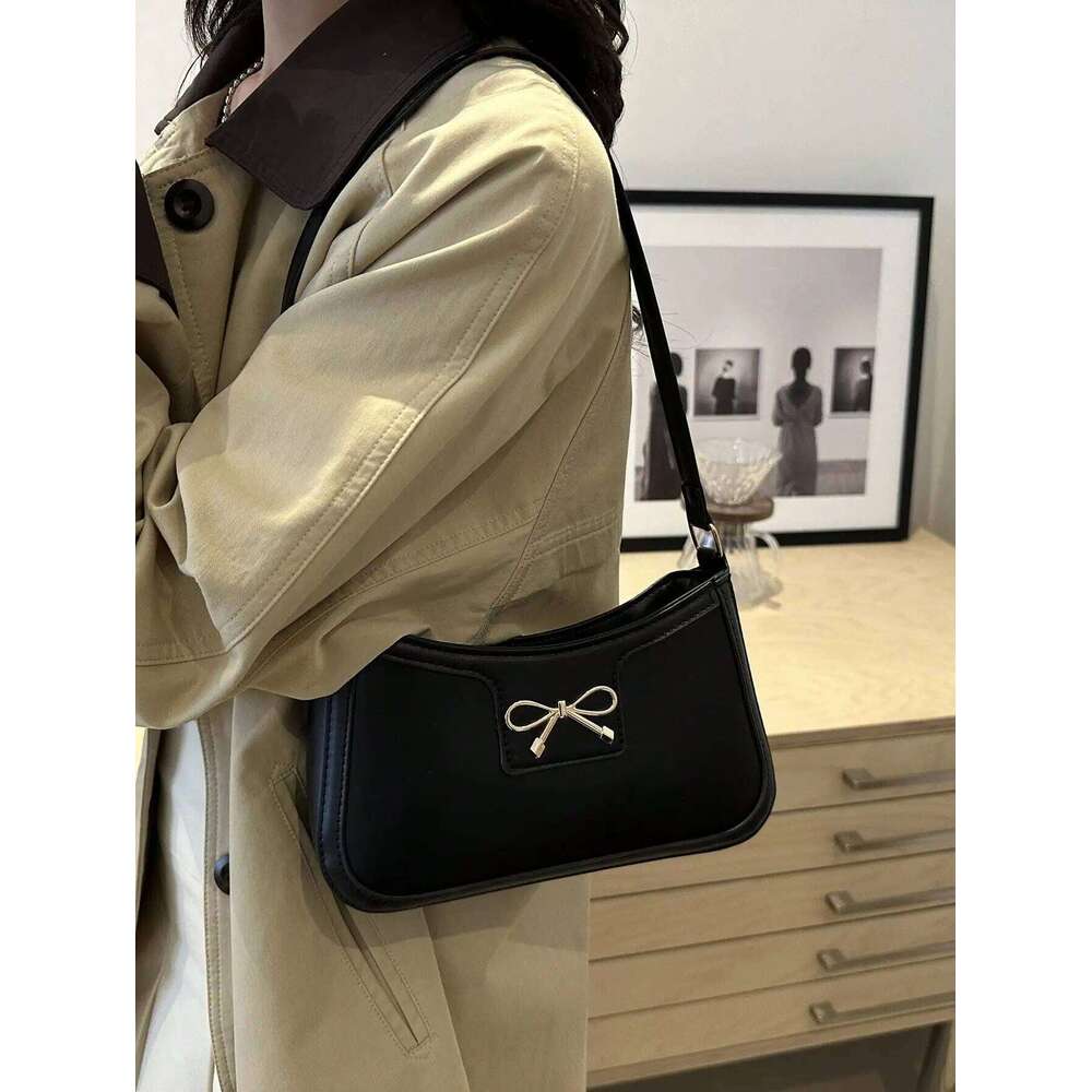 Women Handbag, New Autumn/Winter Commuting Shoulder Under-Arm Bag, Korean Fashion Crossbody Bag With Bow Decoration