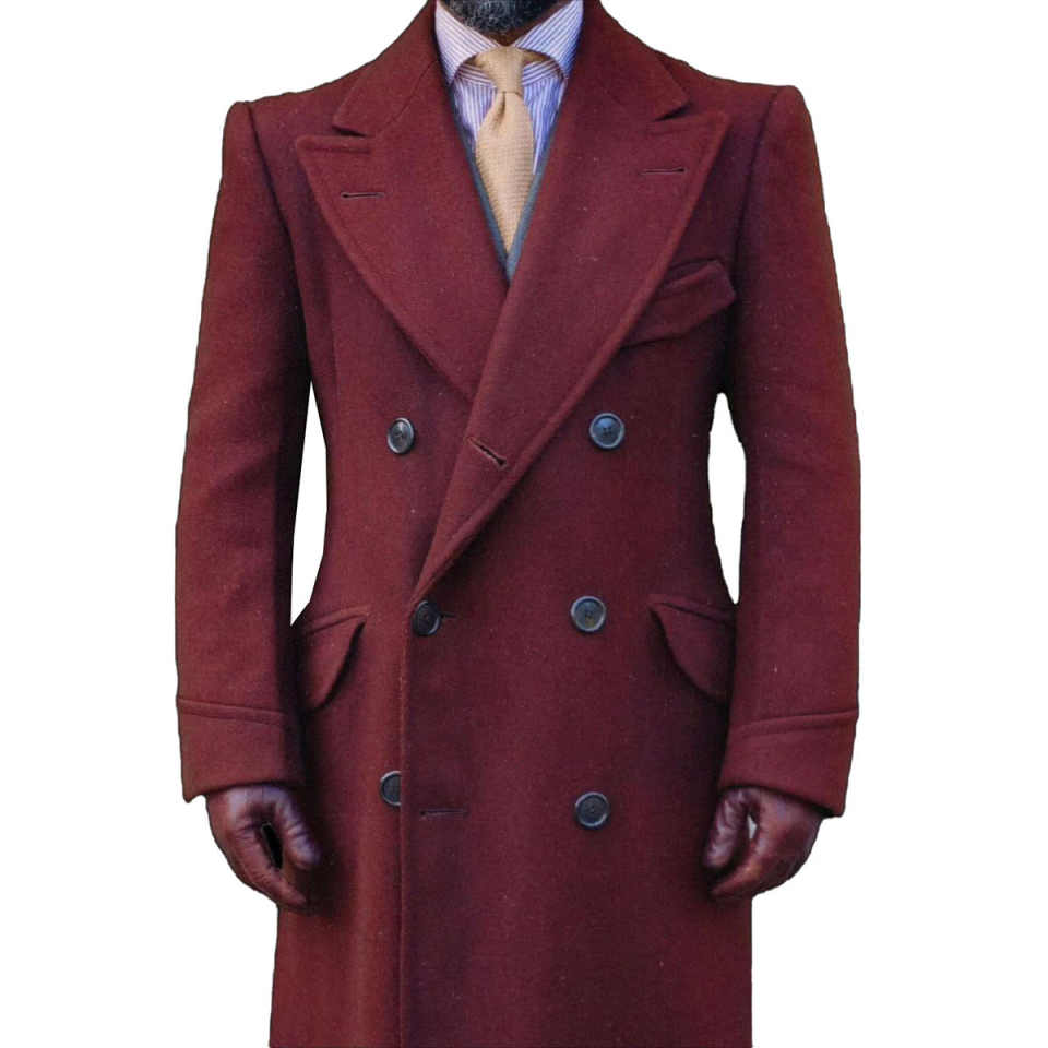 Classic Men Long Overcoat 1 Piece Blazer Double Breasted Winter Wedding Groom Warm Outerwear Male Special Occasion Customized