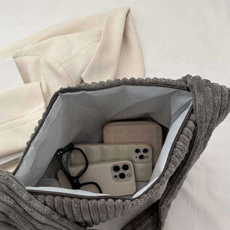 Winter Tote For Women Large Capacity Handbags Casual Shoulder Bags Trend Female Corduroy Shopper Crossbody Bag