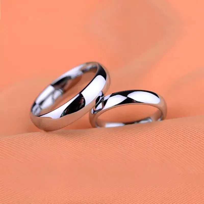 S925 Stamped White Gold Color Tibetan Silver Ring Simple 4mm Stanless Steel Rings for Men Women Couple Gift Jewelry AccessoriesW251017