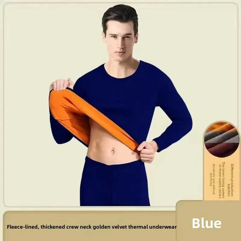 Mens Thermal Underwear Set Fleece Lined Thick Heated Winter Warm Golden Fleece AntiCold Base Layer Long Johns Top Bottom Outfit H251017