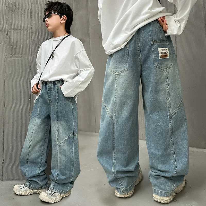 High Quality Big Boy Jeans Denim Pants Kids Casual Wide Straight Jeans Elegant Baby Child Denim Trousers 5 6 7 8 9 10 11 12 14 YT251017
