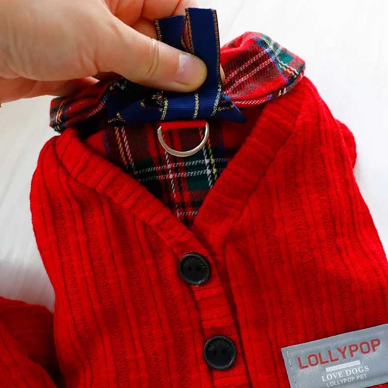 Autumn Winter Dog Clothes Thick Princess Cottonpadded Coat Red College Sweater for Small Dog PetsW251017