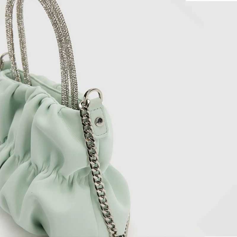 JIOMAY Luxury Designer Handbag 2023 Women Bling Rhinestone Handle Shoulder Bag for Wedding Party Ladies Pleated Small Square Bag Z251017