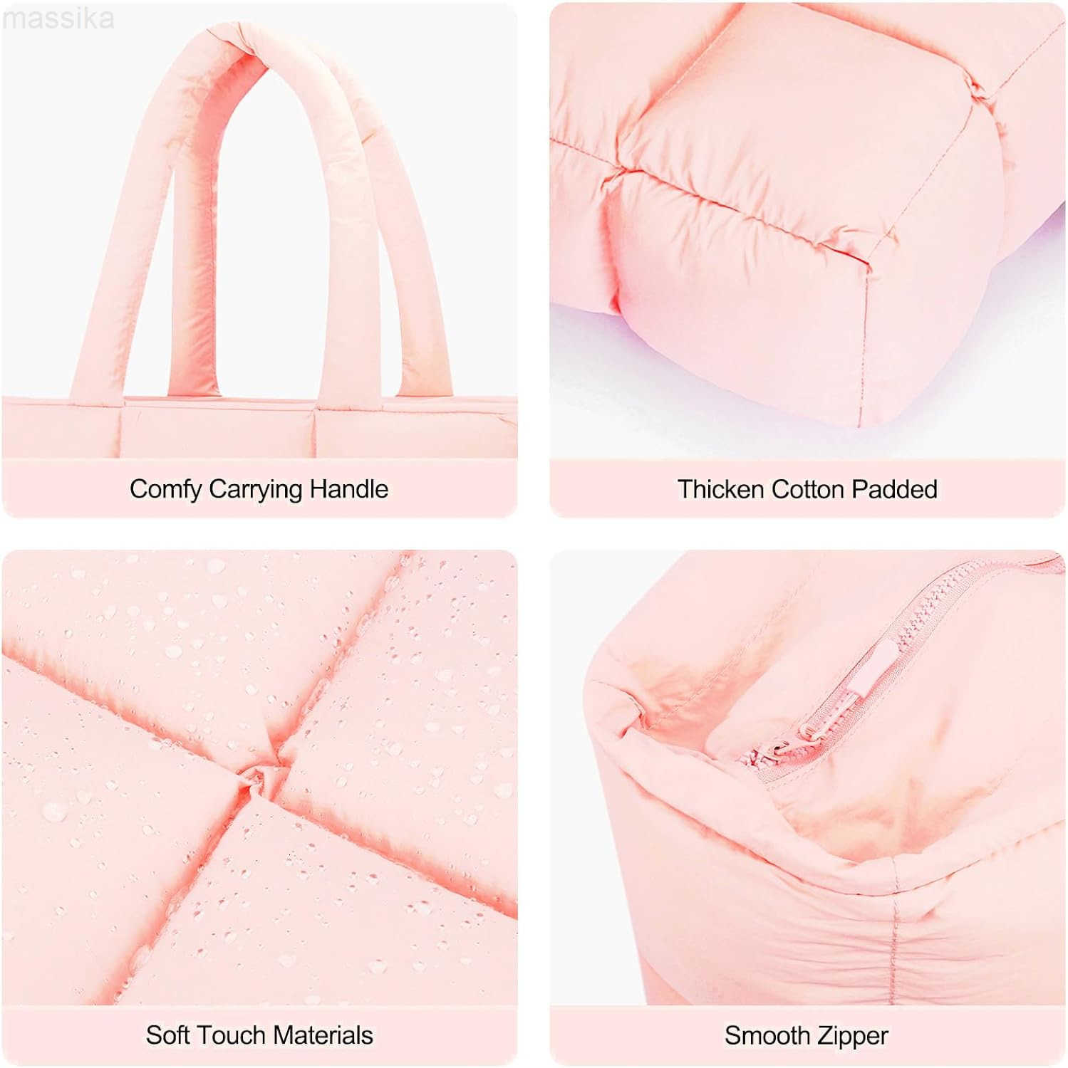 Travel Puffer Tote Bag for Women Large Quilted Shoulder Bag Handbag Puffy Weekender Overnight Bag for Shop Work Gym M251017
