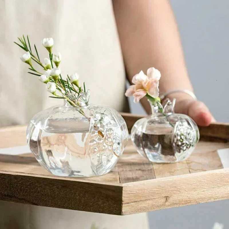 Creative Simple Small Pomegranate Glass Vase Desktop Hydroponic Lovely Hydroponic Flower Ornament Home Decor Vase Transparent C251017