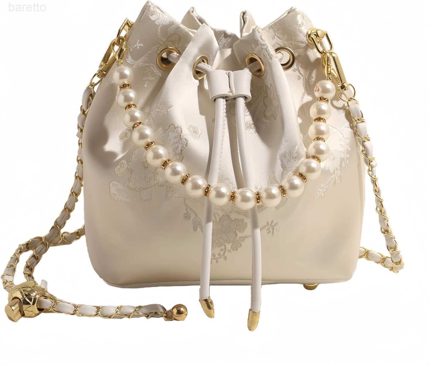 Bucket Bag for Women Small Pearl Drawstring Handbags Hobo Purse Z251017