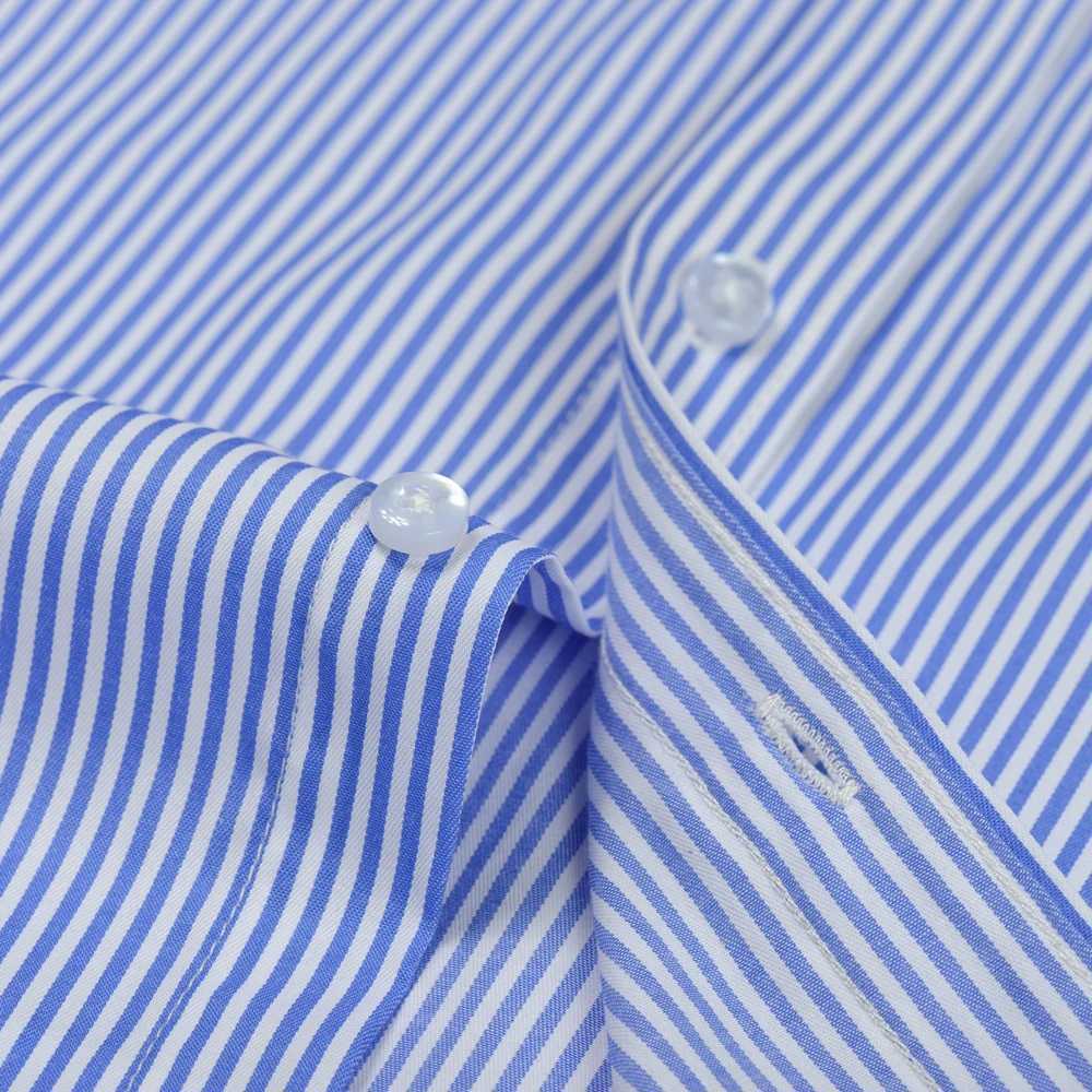 Mens Long Sleeve Striped Dress Shirts Regular Fit Comfy Cotton Blend Business Office Casual Buttonup Shirts with Front Pocket J251017