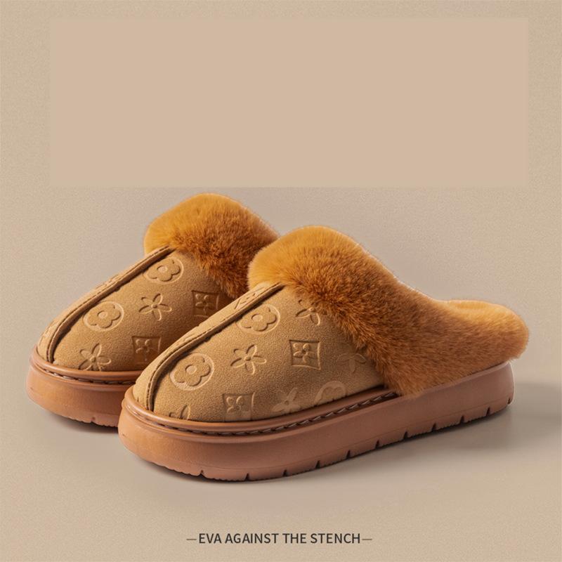 Winter New Home Shoes Fleece Lined Warm Thick Sole Outdoor Indoor Fashion Cotton Slippers