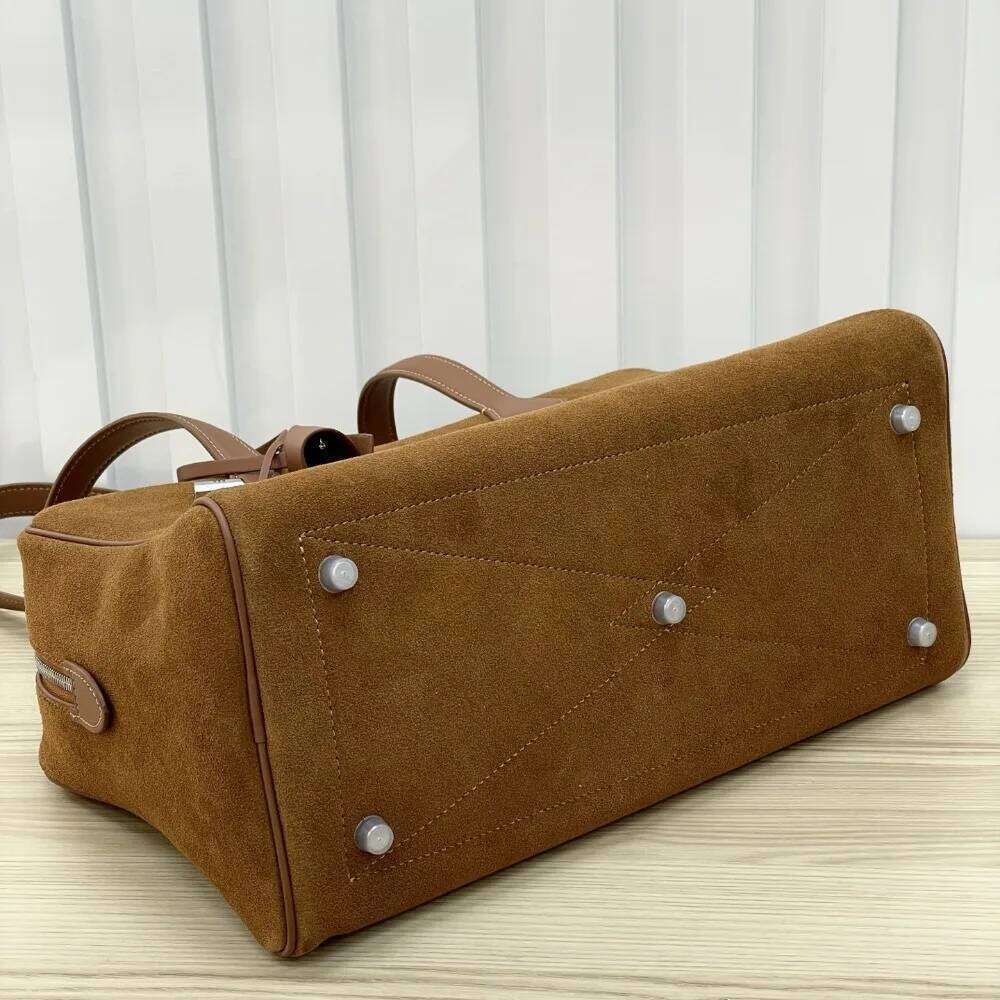 New Suede Boston Retro Old Money Style Handbag Commuter Large Capacity Shoulder Bag Casual Versatile High Quality