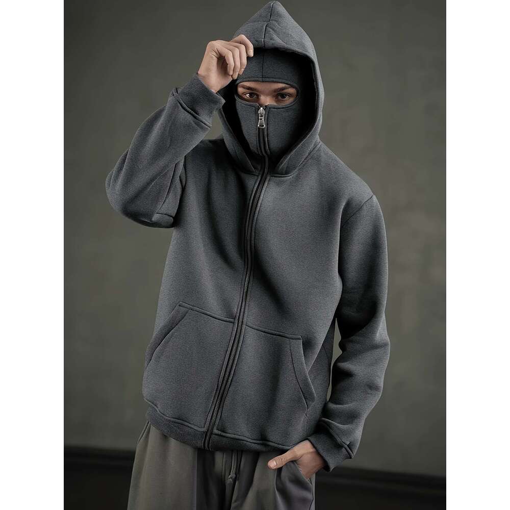 Men's Heavyweight Hooded Sweatshirt - Full-Zip Pullover Hoodie With Front Zipper Closure, Hine Washable Winter Hoodie, Wear, Sporty Style, Comfor