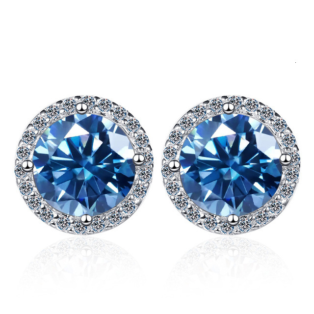 2025 New 925 Sterling Silver Earrings 1 Carat Moissanite FourProng Round Stud Earrings Hot Sale