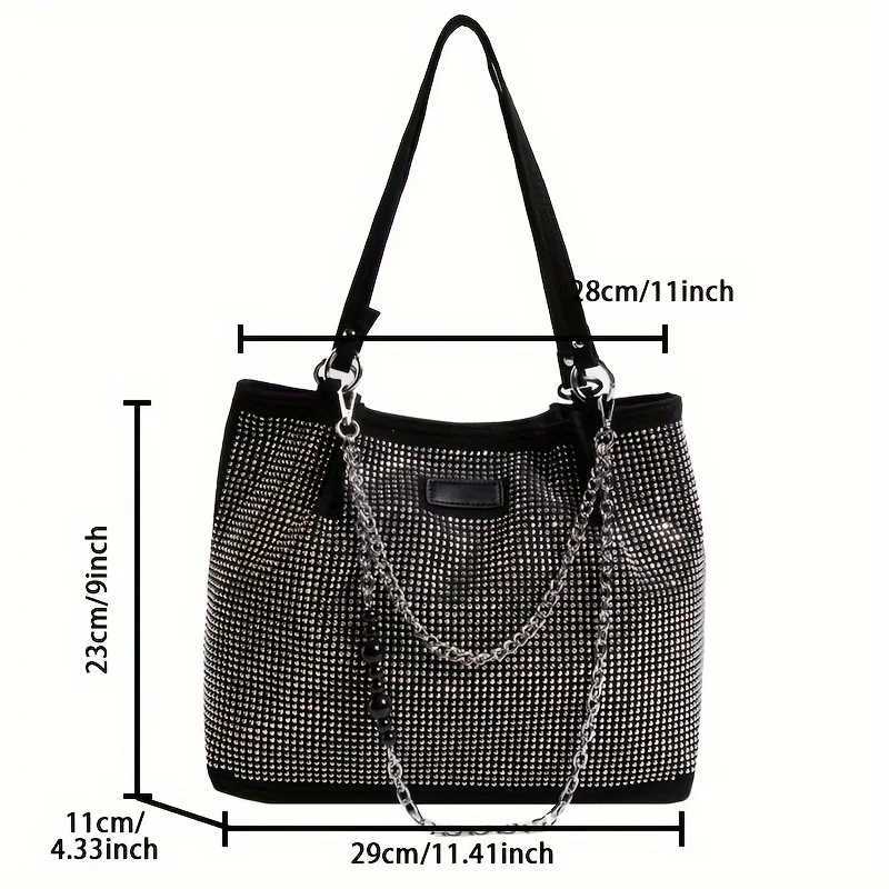 Shiny Rhinestone Shoulder Bag Trendy Chain Decor Tote Bag Glitter BlingBling Handbag For Women Z251017