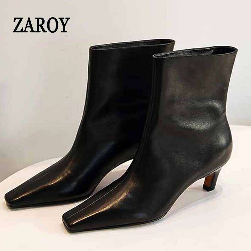 Ankle For Women 2025 Autumn Winter Point Toe PU Leather Boots Elegant Thin Low Heel Shoes Botas Botines Para Mujeres