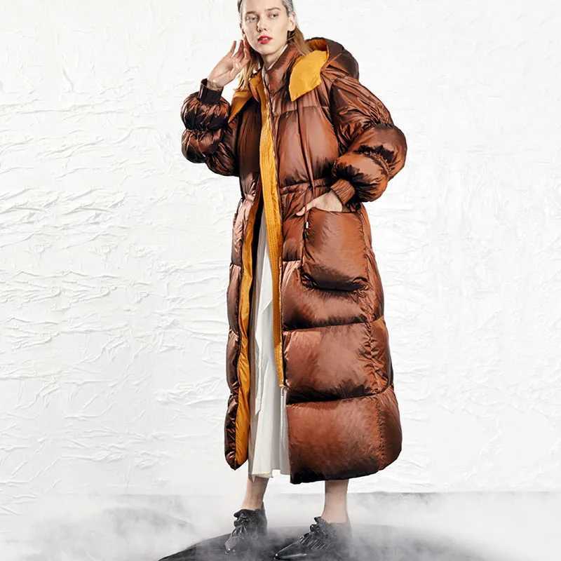 Overcoat HighQuality Hooded Women Down Jacket 2025 New Winter 90 White Duck Down Warm Loose Waterproof Womens Down Jacket H671 W251016