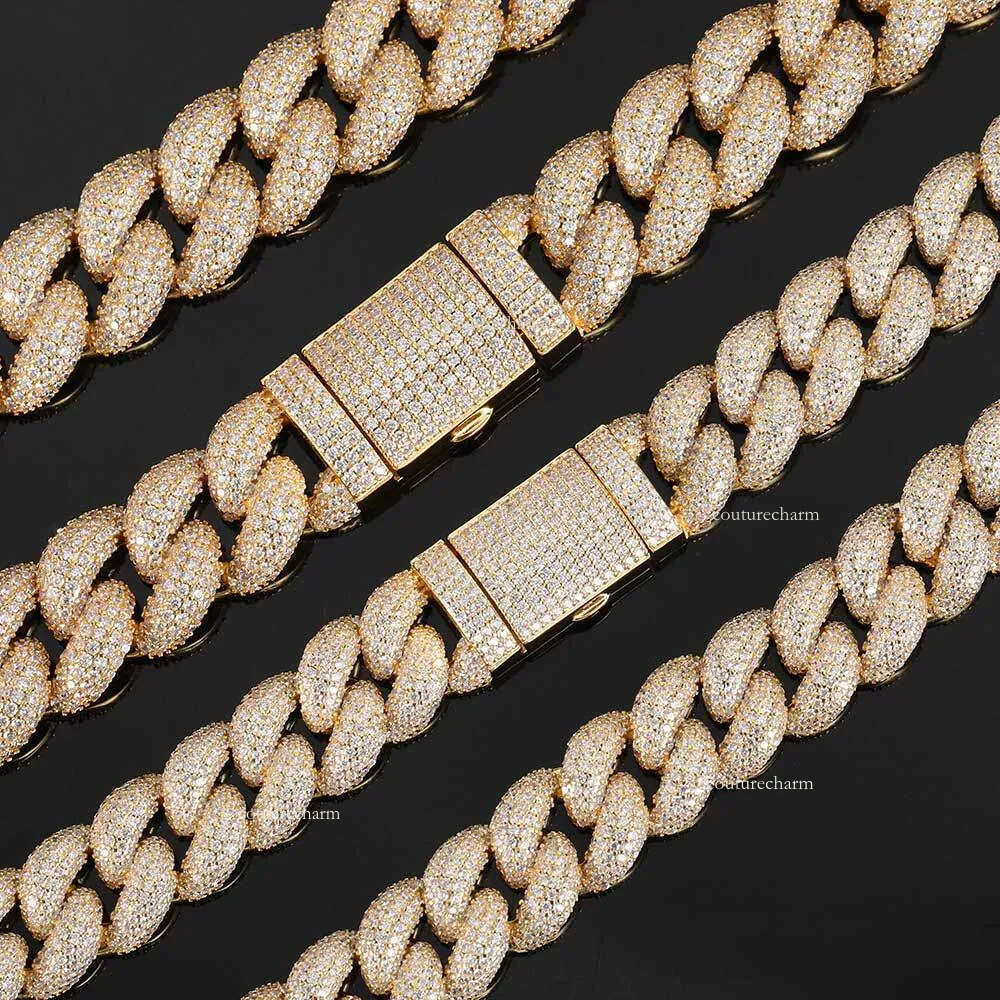 8MM/10MM/12MM/14MM/20MM Width Solid Cuban Link Chain Necklace /18/20/22/24Inches Length Hip Hop Neckalce Perfect Iced Out Bling Jewelry Gift Moissanit