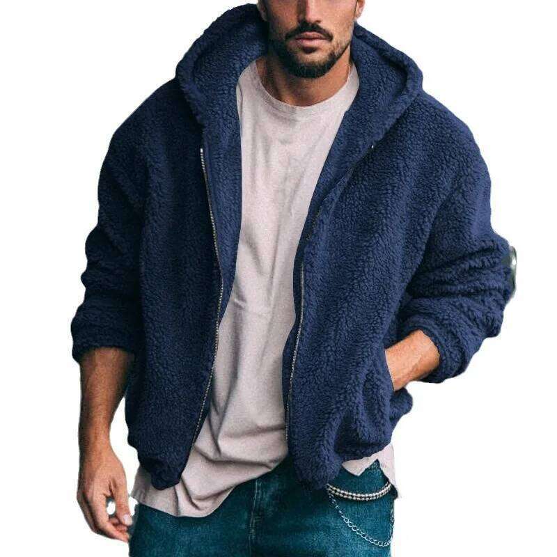 Autumn/Winter Zipper Vintage Thermal Jacket, Men's Casual Street Wear Pocket Down Double-Polarity Hooded Jacket