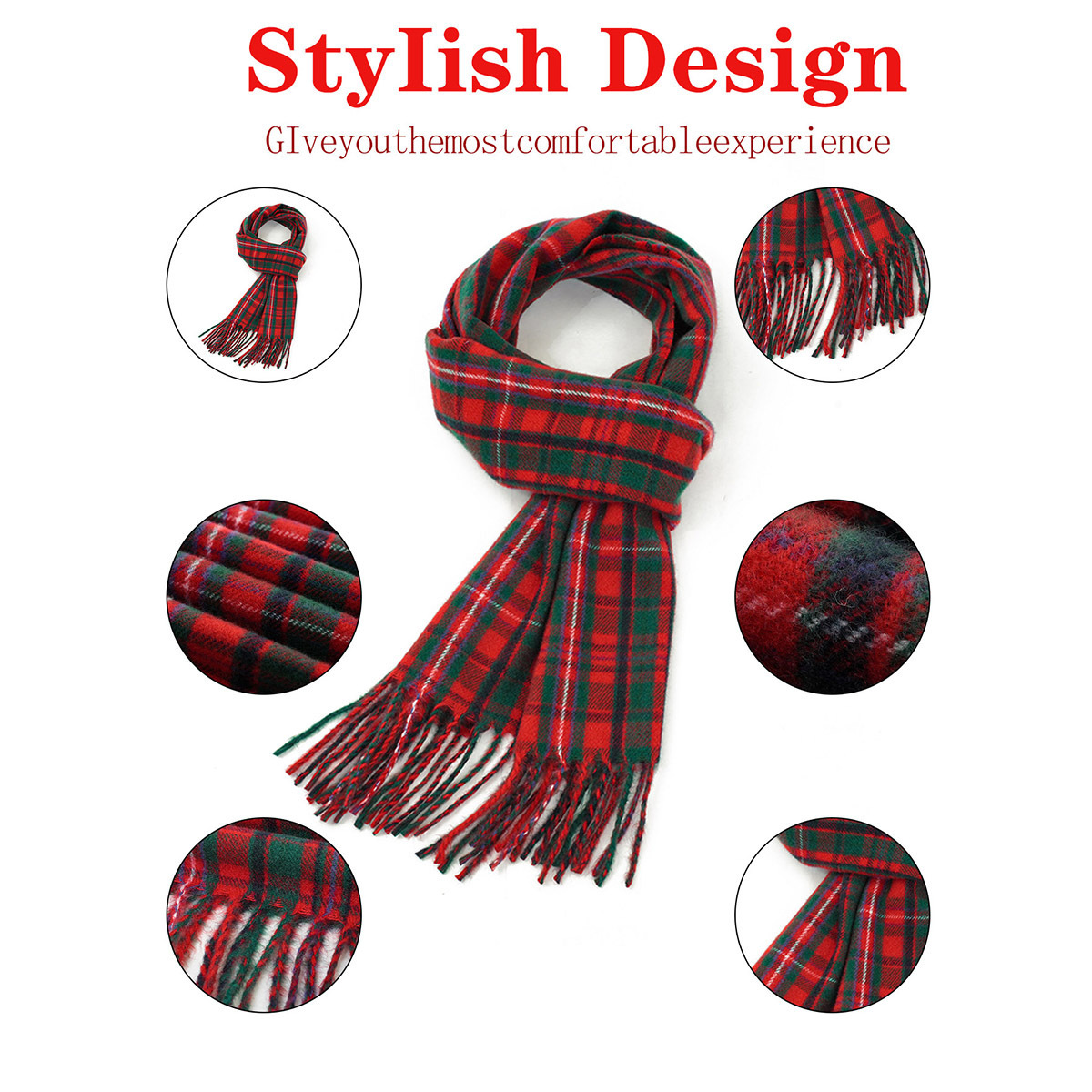 New Christmas Couple British Scarf Scottish Plaid Imitation Cashmere Warm Neck Warmer