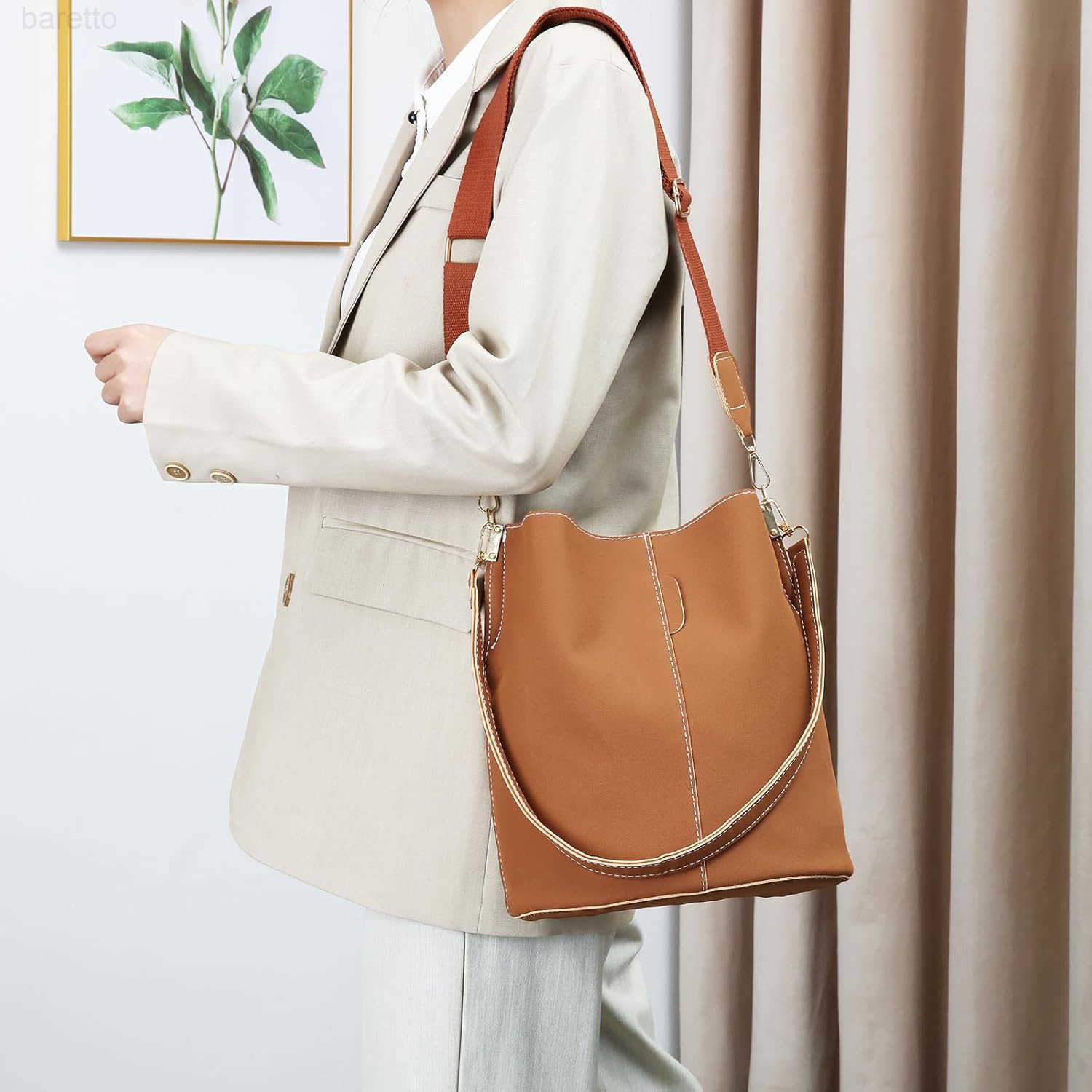 Suede Bucket Purses for Women Tote Shoulder Bucket Bag Z251017