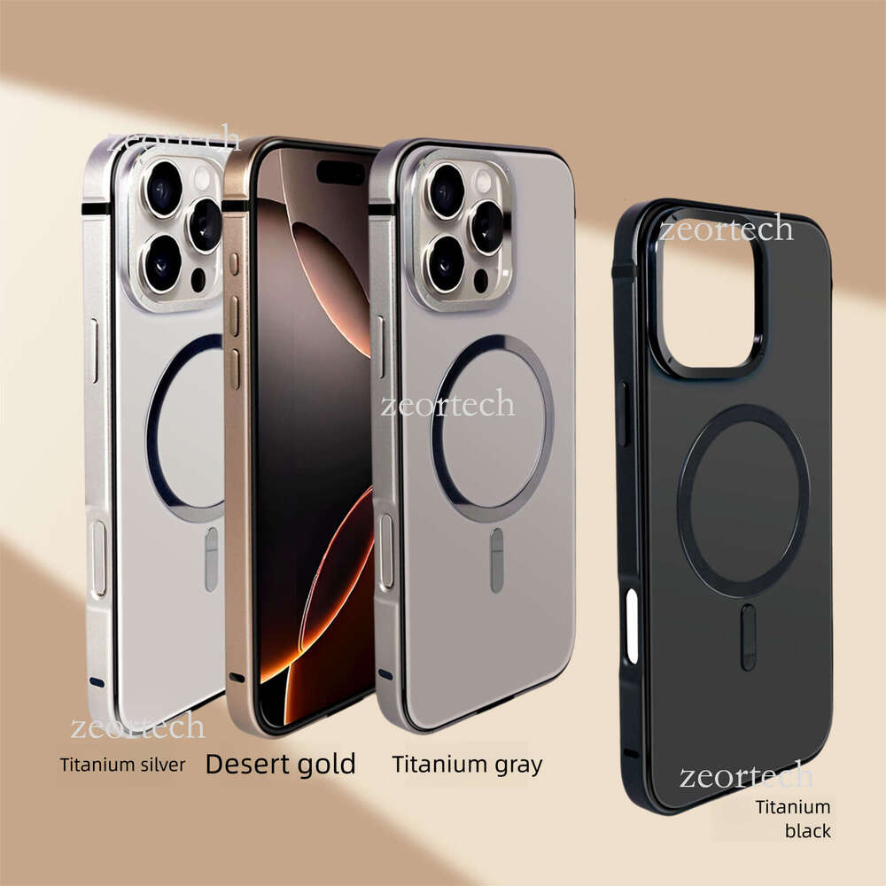Compatible iPhone 16 Pro Max Original Color Phone Case with Metal Frame, Composite Back Panel, Magnetic Suction, and Shockproof Protection