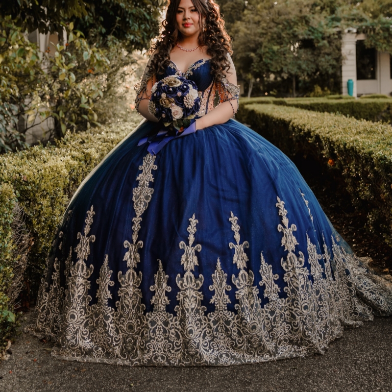 Navy Blue Shiny Quinceanera Dresses Off The Shoulder Applique Beading Crystal Tull Party Birthday Sweet 16 Dres Vestidos 15 De Anos